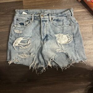 American Eagle Outfitters Ripped Light Blue Jean Shorts